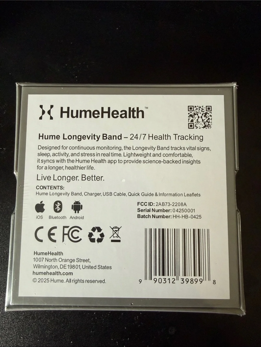 Hume Band - Black Wearable Wristband - Picture 2 of 3